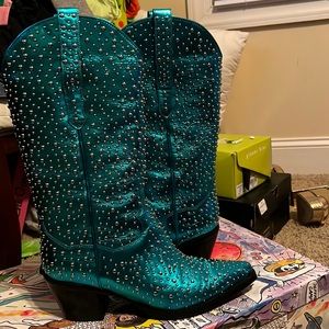 Jeffery Campbell Turquoise Free People Exclusive boot.